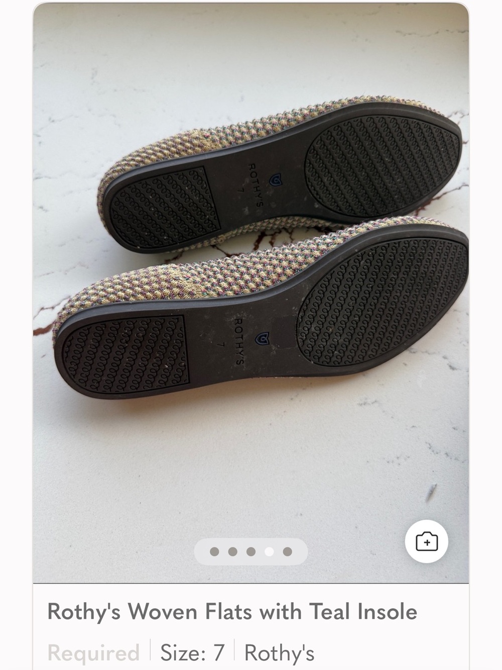 Rothy's Multicolor Woven Flats with Teal Insole